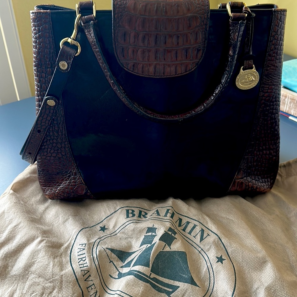 Brahmin Black and Brown Leather Purse